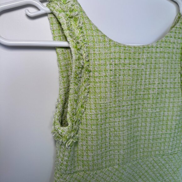 Zara Girls Sleeveless Dress Size 7, Green, Frayed Texture, Spring Dress - Picture 4 of 11
